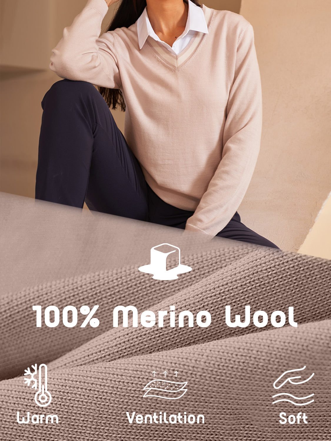 Diversity Merino Wool V Neck Sweater