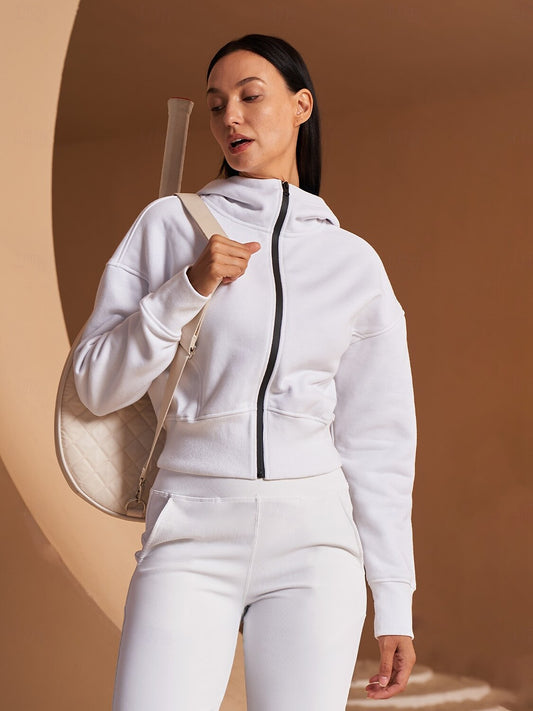 Never Better Tennis Fleece Cropped Hood Jacket