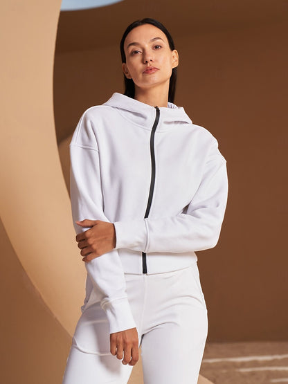 Never Better Tennis Fleece Cropped Hood Jacket