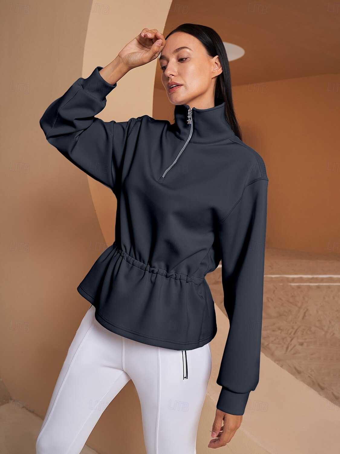 Down the Line Ruffle Drawstring Waist Sweatshirt