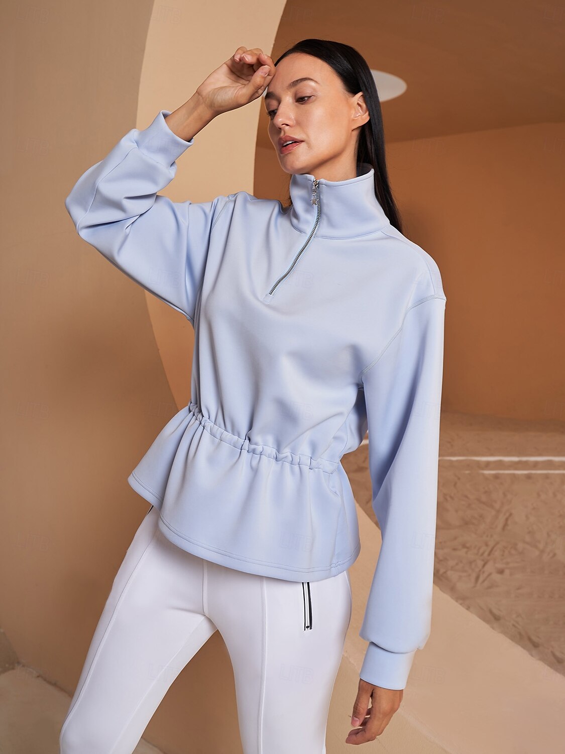 Down the Line Ruffle Drawstring Waist Sweatshirt