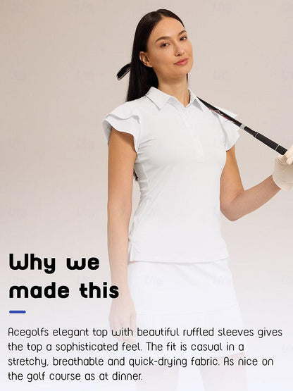 Super Tiebreak Ruffle Sleeve Polo Top UPF50+