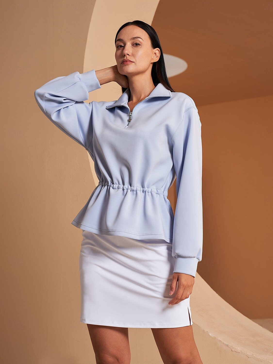 Down the Line Ruffle Drawstring Waist Sweatshirt