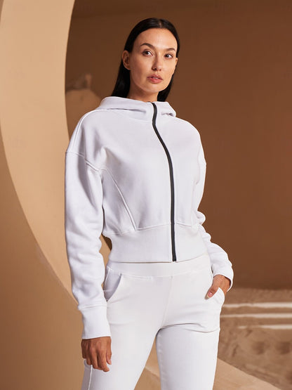 Never Better Tennis Fleece Cropped Hood Jacket