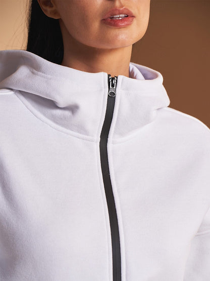 Never Better Tennis Fleece Cropped Hood Jacket